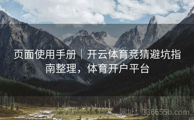 页面使用手册｜开云体育竞猜避坑指南整理，体育开户平台