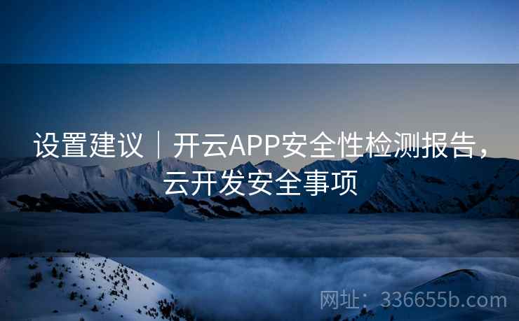 设置建议｜开云APP安全性检测报告，云开发安全事项