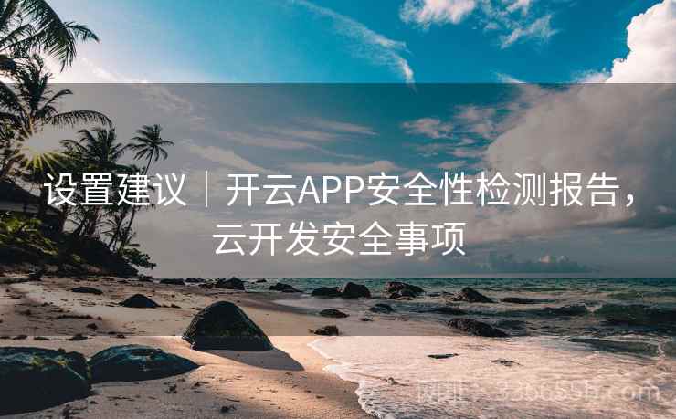 设置建议｜开云APP安全性检测报告，云开发安全事项