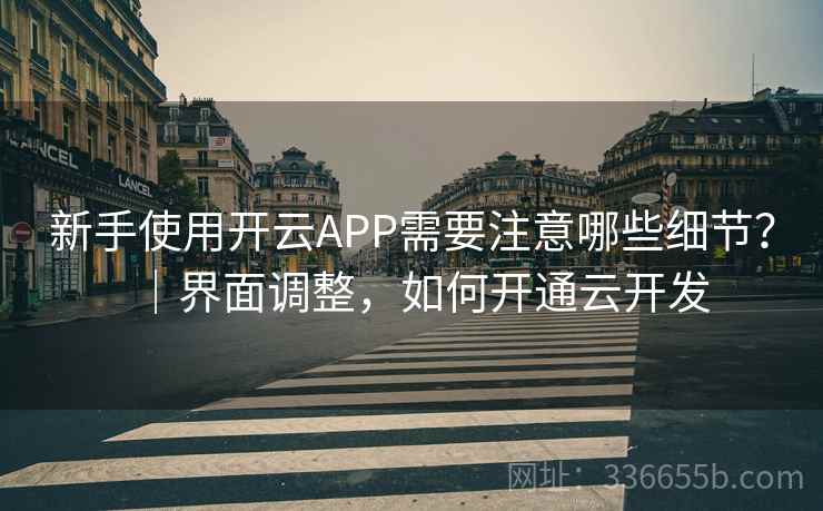 新手使用开云APP需要注意哪些细节？｜界面调整，如何开通云开发